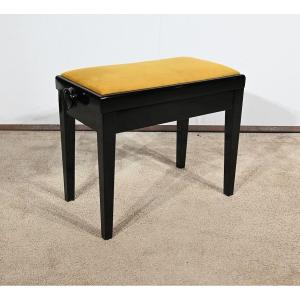 Adjustable Piano Bench, In Black Lacquered Wood – 1970