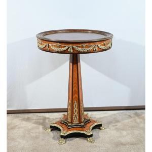 Pedestal Table In Precious Wood, Restoration Style, Napoleon III Period – Mid-19th Century