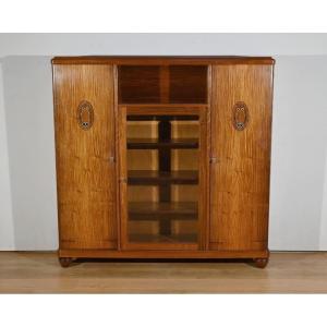 Small Library Cabinet In Blond Mahogany, Art Deco – 1940