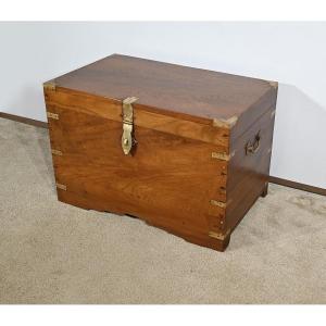 Large Teak Travel Trunk - Late 19th Century