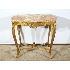 Small Gilded Wood Center Table, Louis XV Style – Late 19th Century