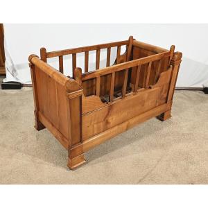 Small Cherry Wood Roller Child's Bed - 1900