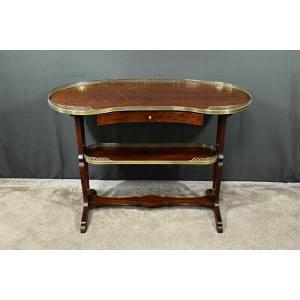 Kidney Table In Speckled Mahogany, Stamped “l'escalier De Cristal” – Late 19th Century