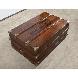 Important Naval Officer's Travel Trunk, In Teak - Late 19th Century