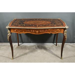 Table Bureau En Palissandre Et Marqueteries, époque Napoléon III – 2ème Partie XIXe