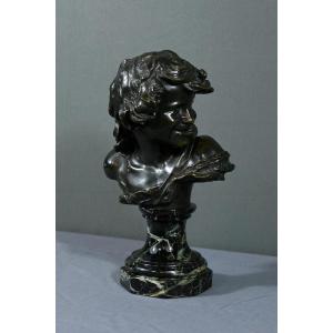 Bronze “laughing Child”, Signed A.injalbert – Late 19th Century