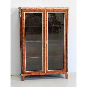 Petite Vitrine En Placage d'Acajou Blond, Style Louis XVI - XIXe