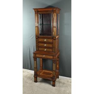 Rare Small Marquetry Display Cabinet, Louis XVI Style – Mid 19th Century