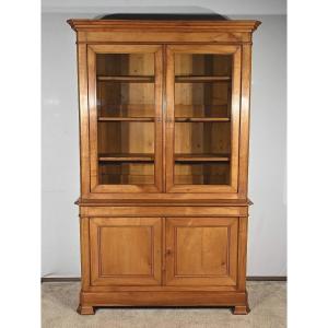 Small Two-body Bookcase Buffet In Solid Cherry Wood – 1900