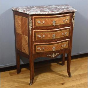 Small Marquetry Chest Of Drawers, Louis XV-louis XVI Transition Style – Early 20th Century