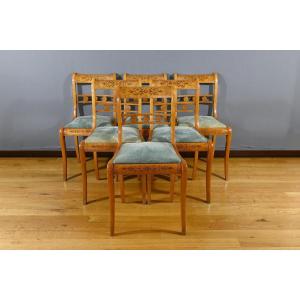 Charles X Style Speckled Maple Chairs – Mid 20th Century