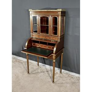 Rare Petit Bureau à Cylindre Et Vitrine, En Acajou, Style Louis XVI – Milieu XIXe