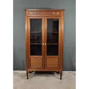 Small Glass-fronted Mahogany Bookcase, Louis XVI Style – Late 19th Century