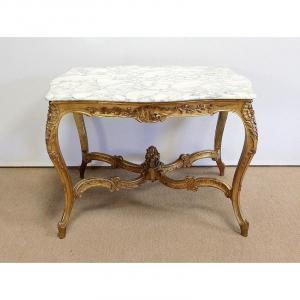 Middle Table In Marble And Golden Wood, Regency Style - 2nd Part Nineteenth