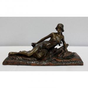  Bronze « Rêverie Au Bord Du Lac », De E. Drouot – 1900 