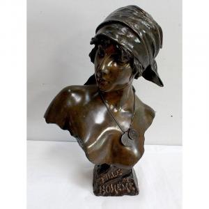  Bronze « Fille De Bohème » De E. Villanis – Début XXe 