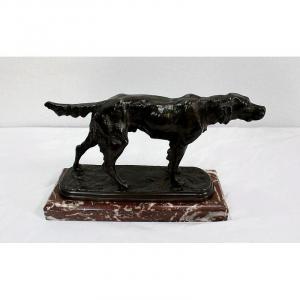  Bronze « Chien De Chasse à L’arrêt » De E. De Gaspary – Fin XIXe 