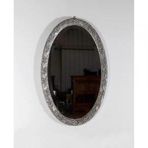 Silver Oval Mirror, Art Nouveau – 1900
