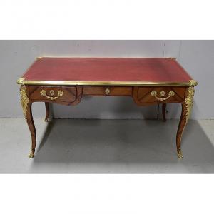 Ceremonial Desk In Rosewood Veneer, Louis XV Style - Nineteenth