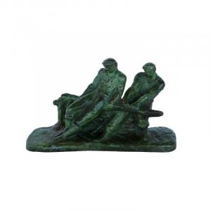  Bronze « Deux Pêcheurs à La Barre» Par Gufko – 1900 