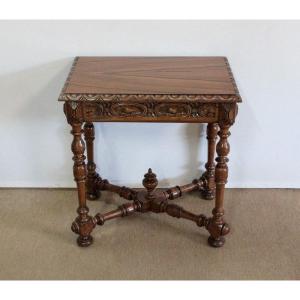Small Writing Table In Solid Walnut, In The Style Of Louis XIV - Late Nineteenth