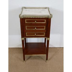 Small Middle Cabinet In Solid Mahogany And Marble, Louis XVI Style - 1900 Period