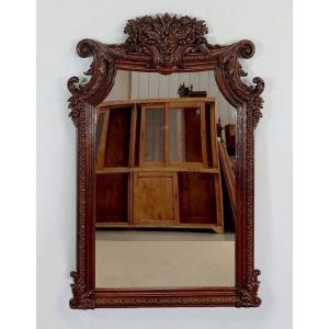 Important Oak Fireplace Mirror - Late Nineteenth