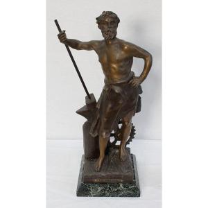 Bronze à Patine Brune Et Dorée « Le Travail », Par Rousseau – Début XXe