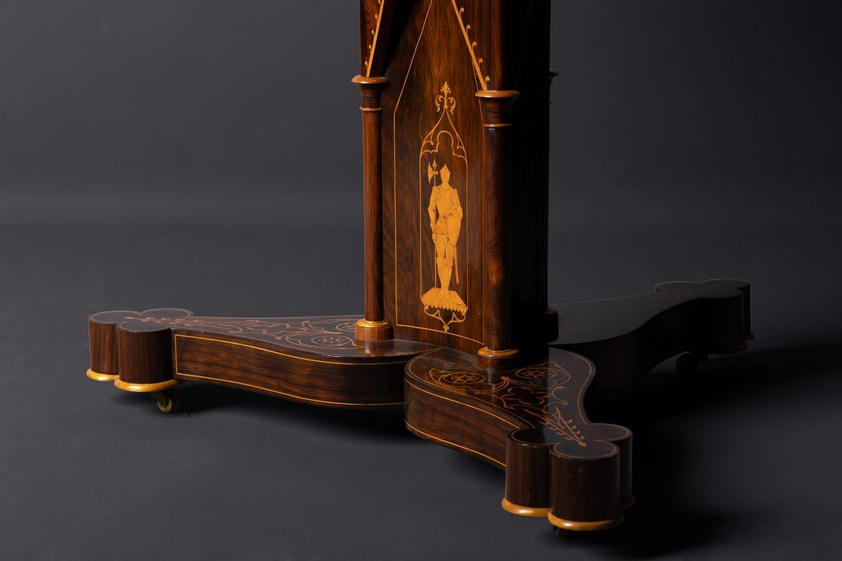 Charles X Neo-gothic Pedestal Table-photo-2