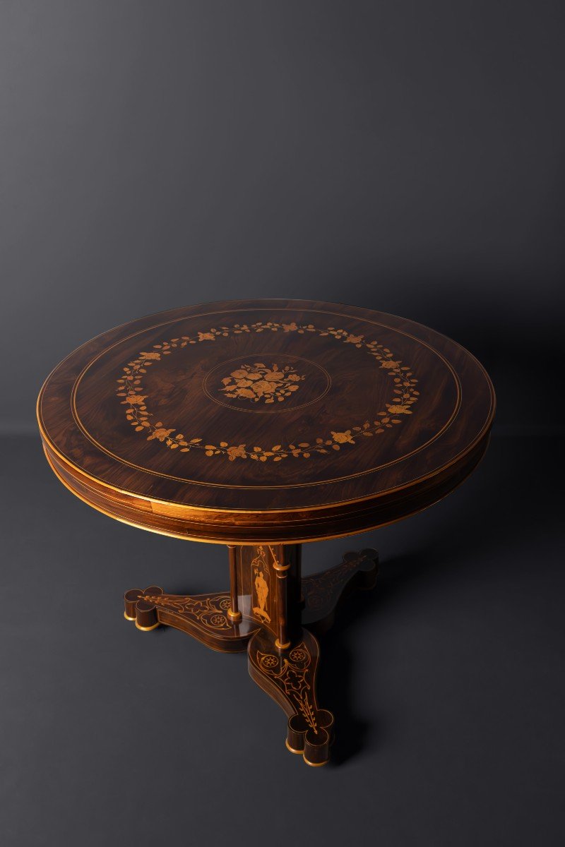 Charles X Neo-gothic Pedestal Table-photo-1