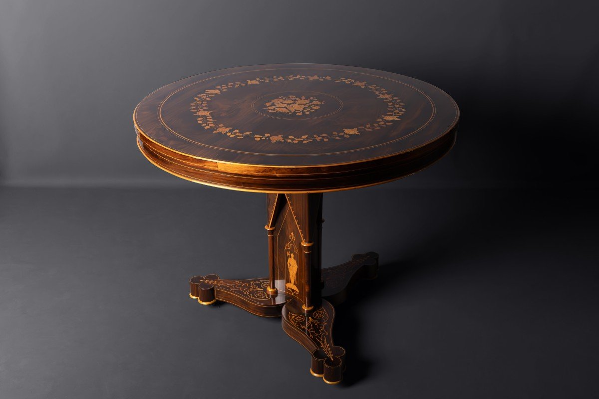 Charles X Neo-gothic Pedestal Table