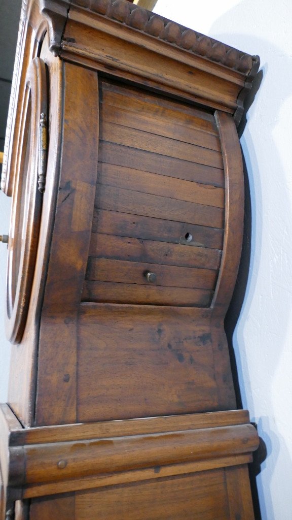 Important Floor Clock In Walnut, Very Original Shape, XIXth Time-photo-4