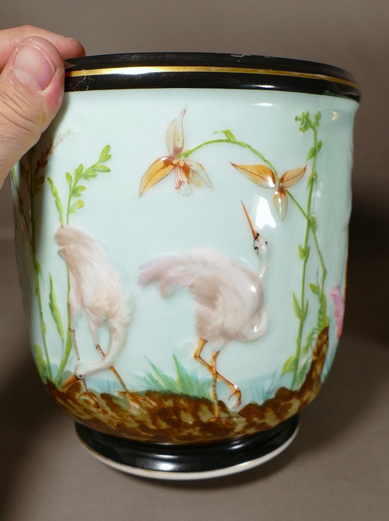 Henri Ardant &co (1858-1881), Very Rare Pair Of Cache Pots In Limoges Porcelain-photo-2