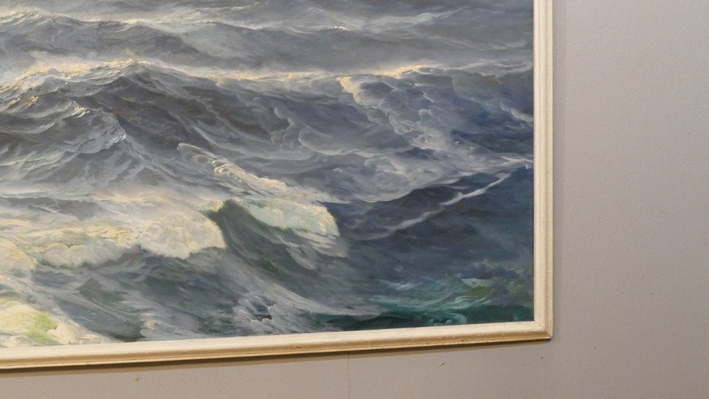 Jean Louis Paguenaud, South Atlantic 1946, 231*129 Cm, Very Large Marine Painting-photo-4