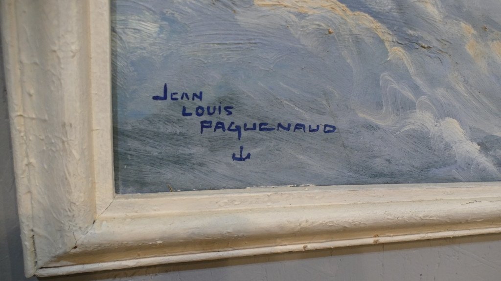 Jean Louis Paguenaud, South Atlantic 1946, 231*129 Cm, Very Large Marine Painting-photo-5