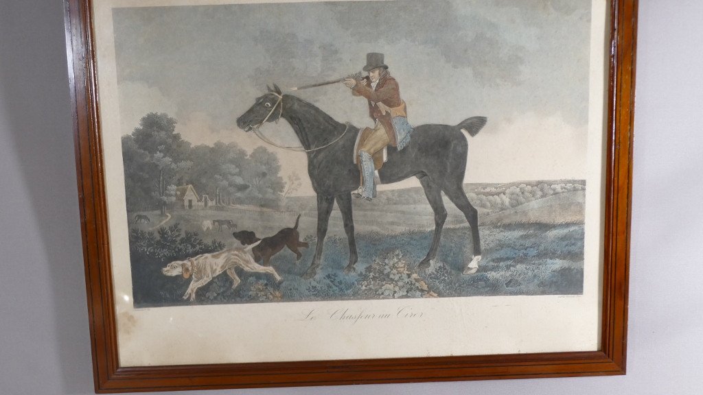 Le Chasseur Au Tiré, Engraving After Carle Vernet By Debucourt, Early 19th Century-photo-3