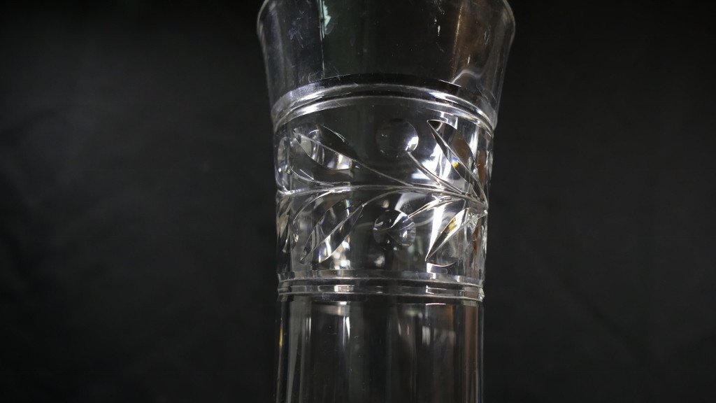 Baccarat Laurier, Large Engraved Crystal Vase, 1900 Period-photo-2