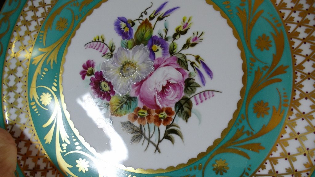 Plat En Porcelaine De Limoges, Peint à La Main Et Doré Par René Caire, Milieu XX ème-photo-4