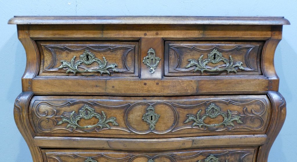 Bordelaise Chest Of Drawers In Solid Walnut, Louis XV Period, XVIIIth Century-photo-3