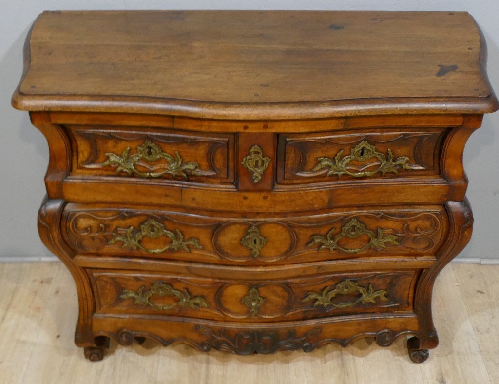 Bordelaise Chest Of Drawers In Solid Walnut, Louis XV Period, XVIIIth Century-photo-1