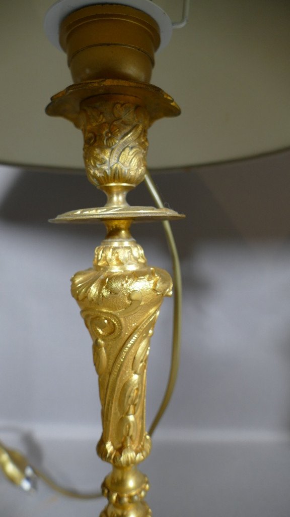 Pair Of Lamps, Candlesticks, Candlesticks In Gilt Bronze Napoleon III, End XIX-photo-4