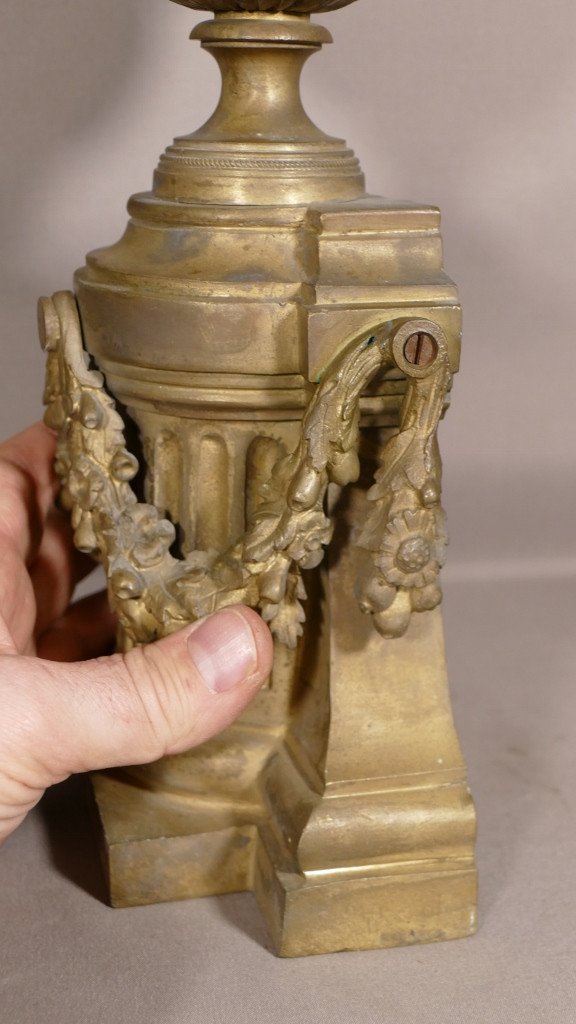 Pair Of Cassolettes Or Andirons Louis XVI In Gilt Bronze, Dionysos, Eighteenth Time-photo-4