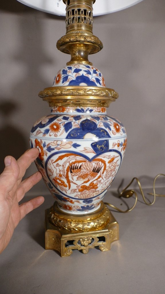 Pair Of Imari Lamps In Porcelain And Gilt Bronze, XIXth Time-photo-2