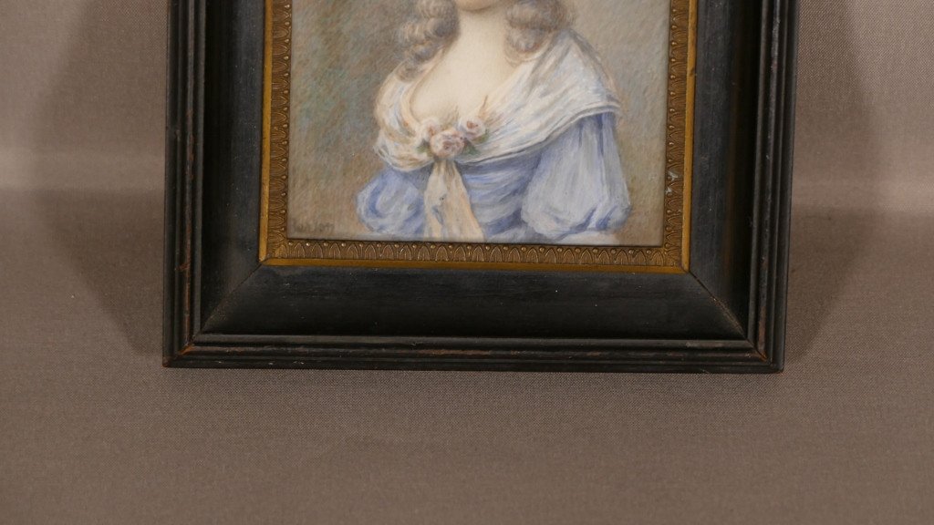 Antoine Berjon (1754-1843), Miniature, Portrait Femme, Marie Antoinette, Fin XVIII è-photo-4