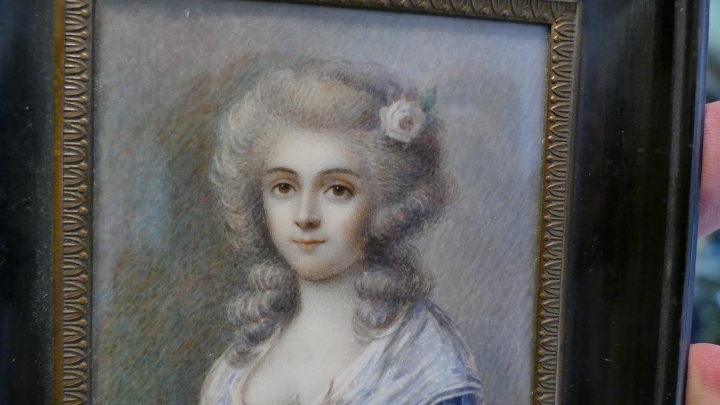 Antoine Berjon (1754-1843), Miniature, Portrait Femme, Marie Antoinette, Fin XVIII è-photo-2