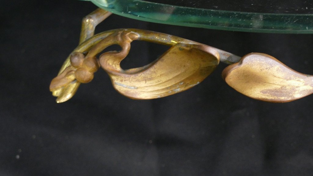 Mistletoe Art Nouveau, Servant Center Table In Glass And Gilt Bronze Circa 1900-photo-1