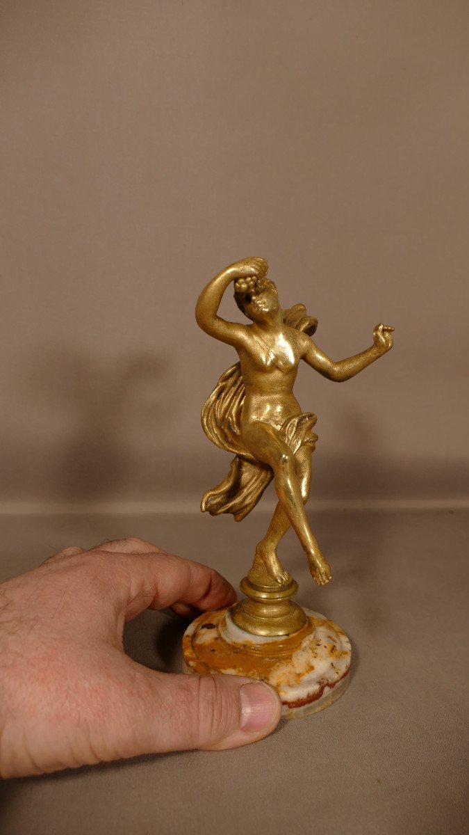 Bronze Statuette, Woman In The Antique Dancing, Onyx Base, Late Nineteenth Time-photo-4