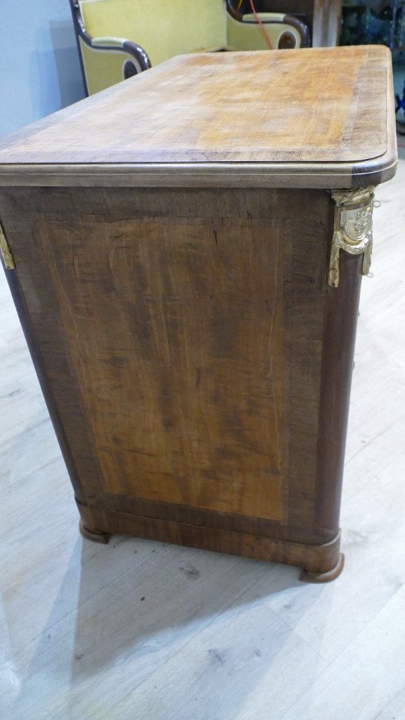 Small Louis XVI Style Middle Flat Desk In Walnut And Mahogany Frieze, Circa 1925-photo-8