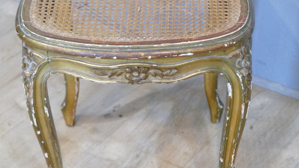 Bedroom Or Living Room Chair In Golden Wood Louis XV Style, XIXth Time-photo-3