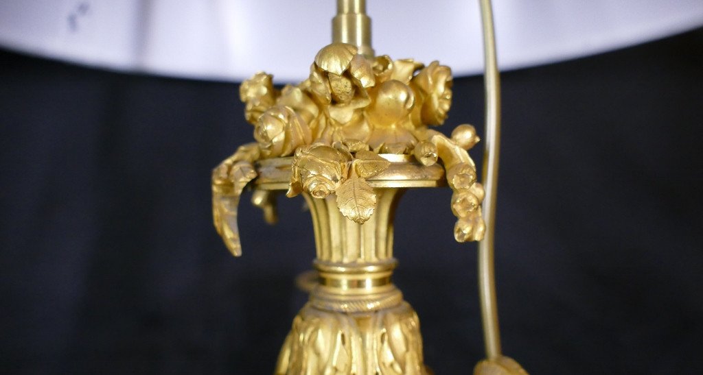 Pair Of Louis XVI Style Candelabra Lamps In Gilt Bronze And Turquin Marble, XIXth-photo-6